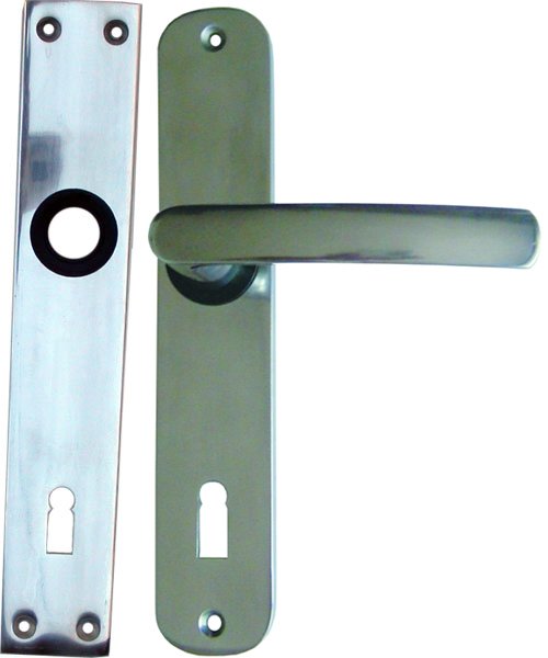 Štít dveřní hranatý bez kliky 90 mm obyčejný klíč hliník (balení 20 ks) (003904) - Kliky, okenní a dveřní kování, panty Kování dveřní Kování dveřní mezip. hliník, bez PÚ